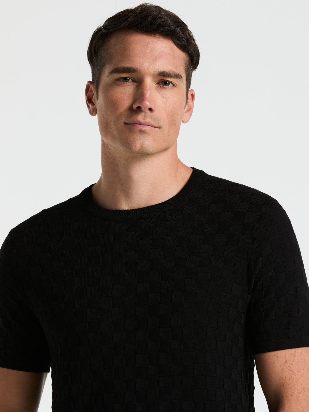 Square Pattern Crew Neck Sweater (Black)