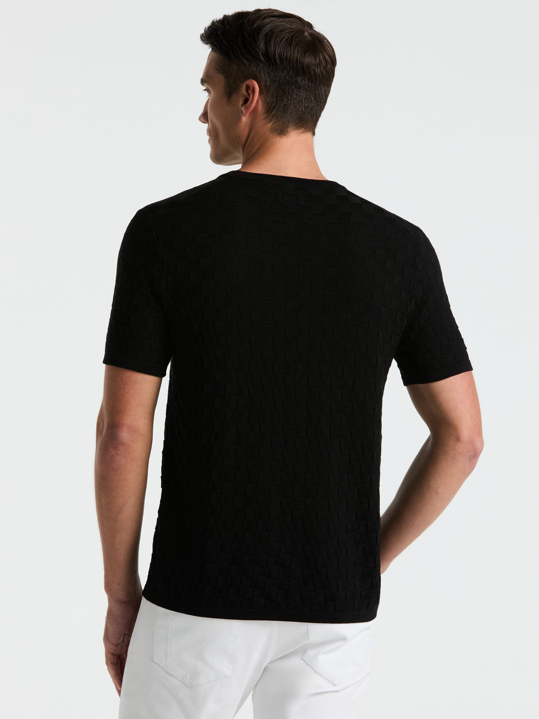 Square Pattern Crew Neck Sweater (Black)