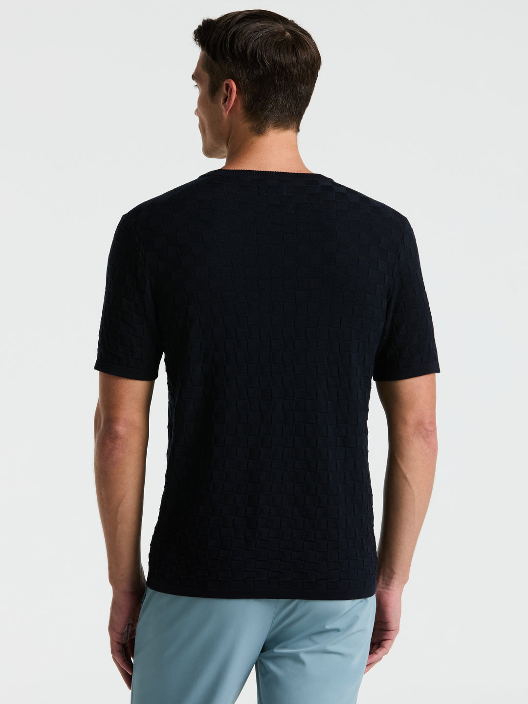 Square Pattern Crew Neck Sweater (Dark Sapphire) 