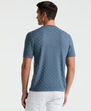 Square Pattern Crew Neck Sweater (Blue Mirage) 