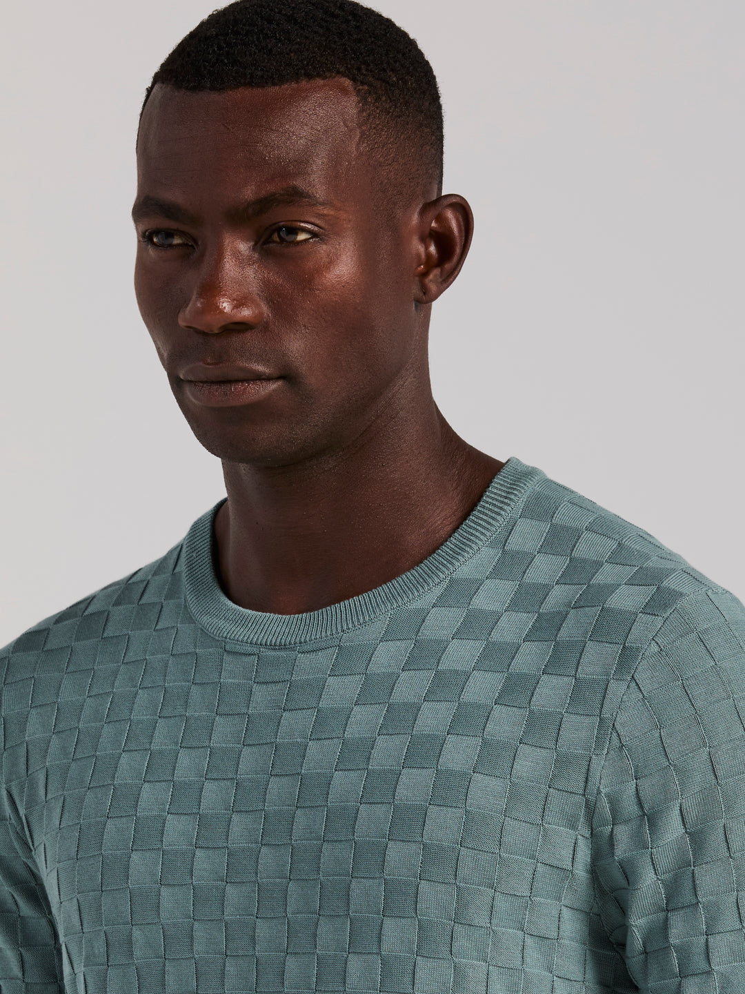 Square Pattern Crew Neck Sweater (Arctic) 