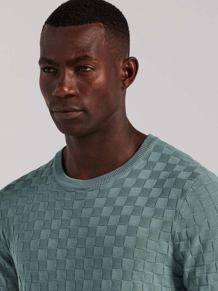 Square Pattern Crew Neck Sweater (Arctic) 