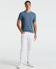 Square Pattern Crew Neck Sweater (Blue Mirage) 