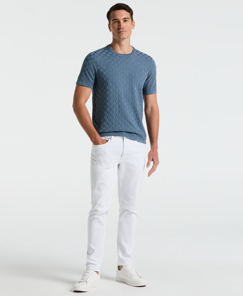 Square Pattern Crew Neck Sweater (Blue Mirage) 