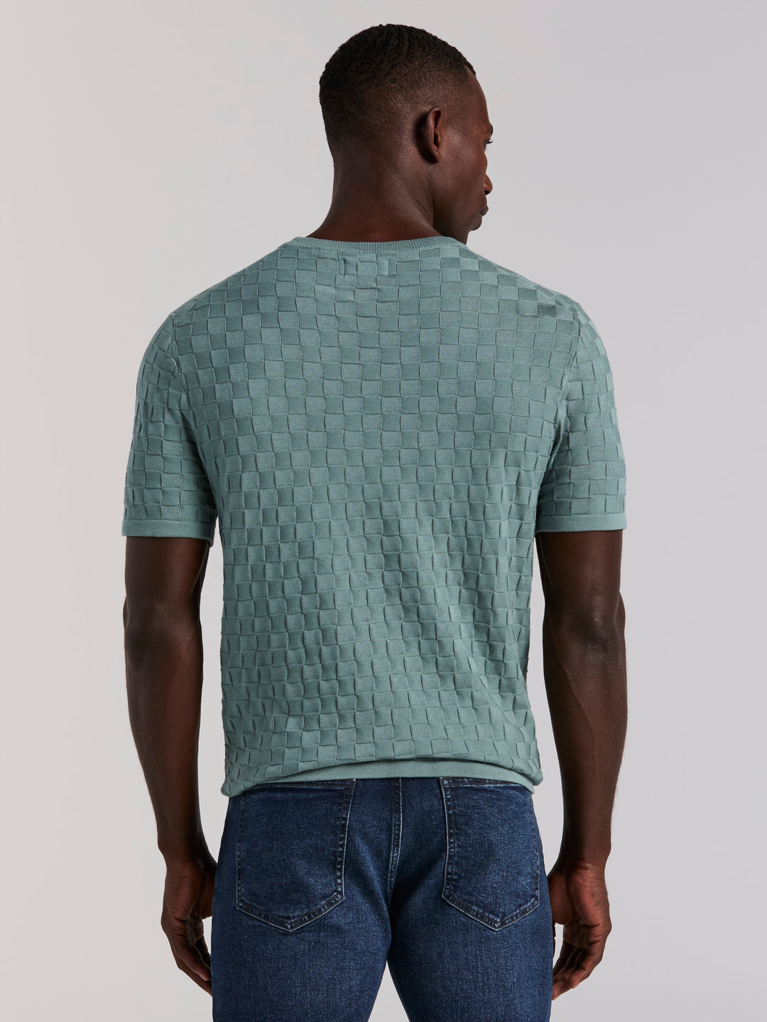 Square Pattern Crew Neck Sweater (Arctic) 