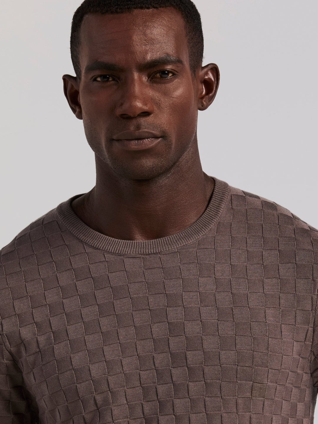Square Pattern Crew Neck Sweater (Granite Gray) 