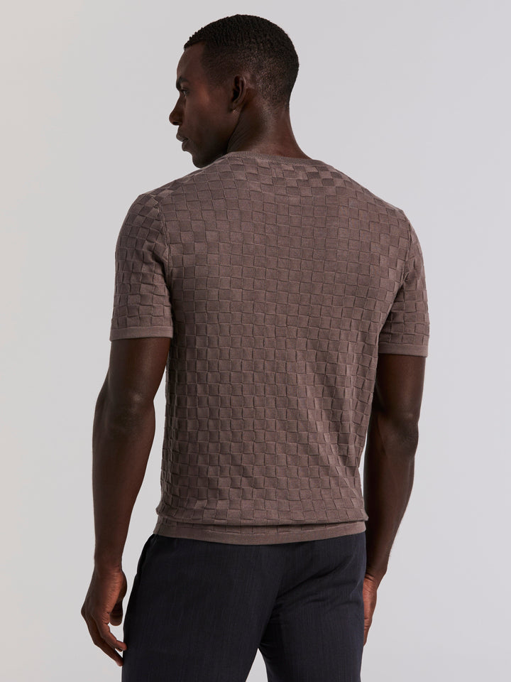 Square Pattern Crew Neck Sweater (Granite Gray) 
