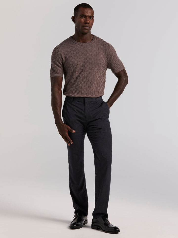 Square Pattern Crew Neck Sweater (Granite Gray) 