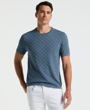 Square Pattern Crew Neck Sweater (Blue Mirage) 