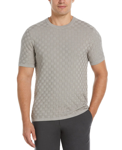 Square Pattern Crew Neck Sweater (Drizzle) 