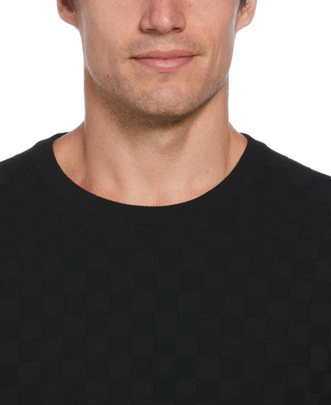 Square Pattern Crew Neck Sweater (Black) 