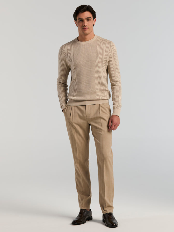 Cotton Modal Stitch Mix Crew Neck Sweater (Silver Gray) 