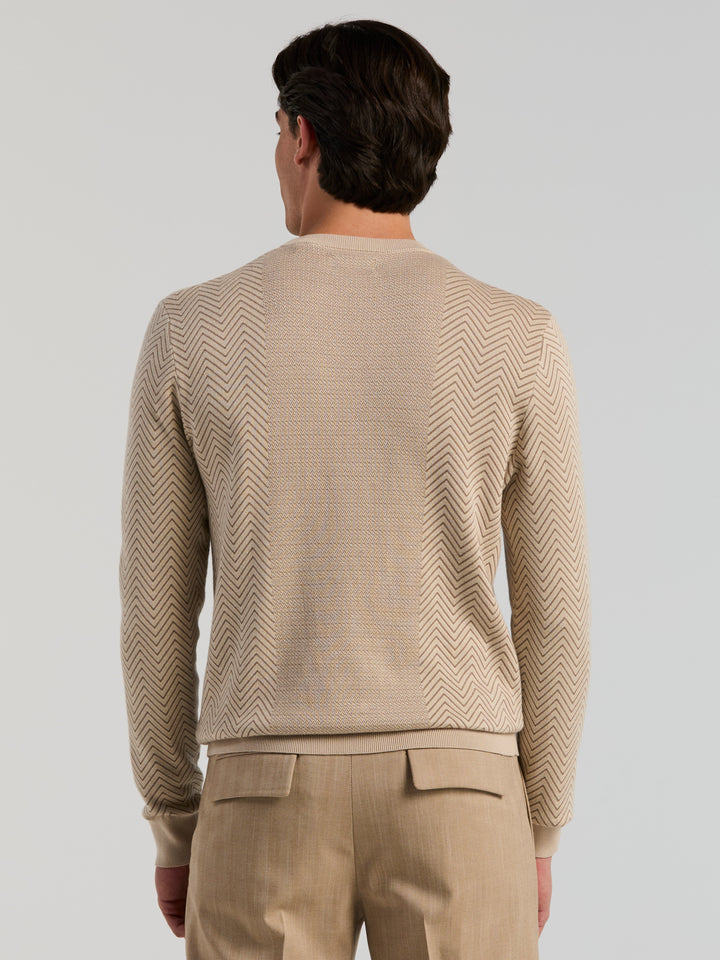 Cotton Modal Stitch Mix Crew Neck Sweater (Silver Gray) 