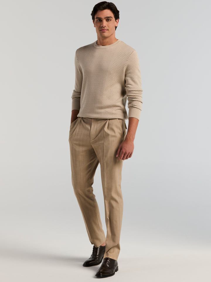 Cotton Modal Stitch Mix Crew Neck Sweater (Silver Gray) 