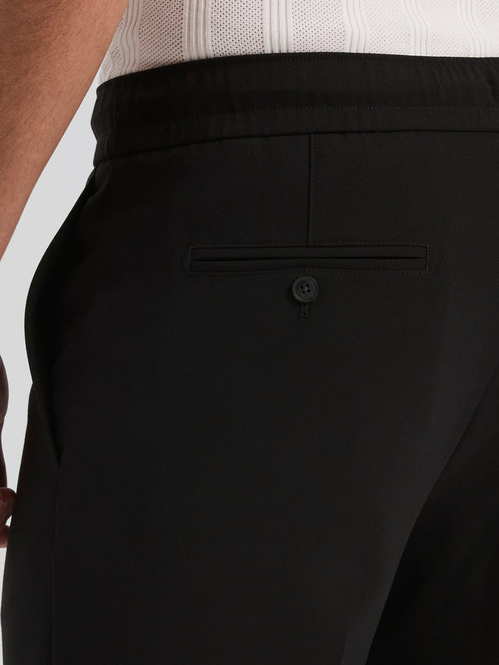 Straight Fit Oxford Drawstring Dress Pant (Black) 