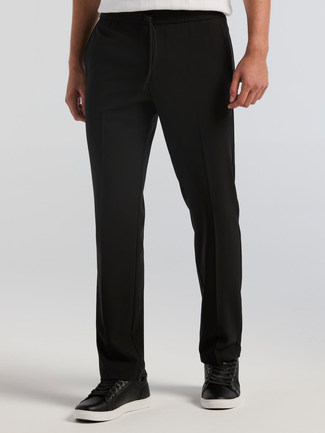 Straight Fit Oxford Drawstring Dress Pant (Black) 