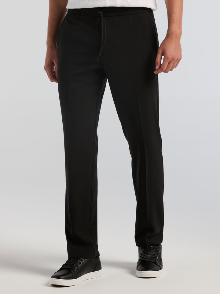 Straight Fit Oxford Drawstring Dress Pant (Black) 