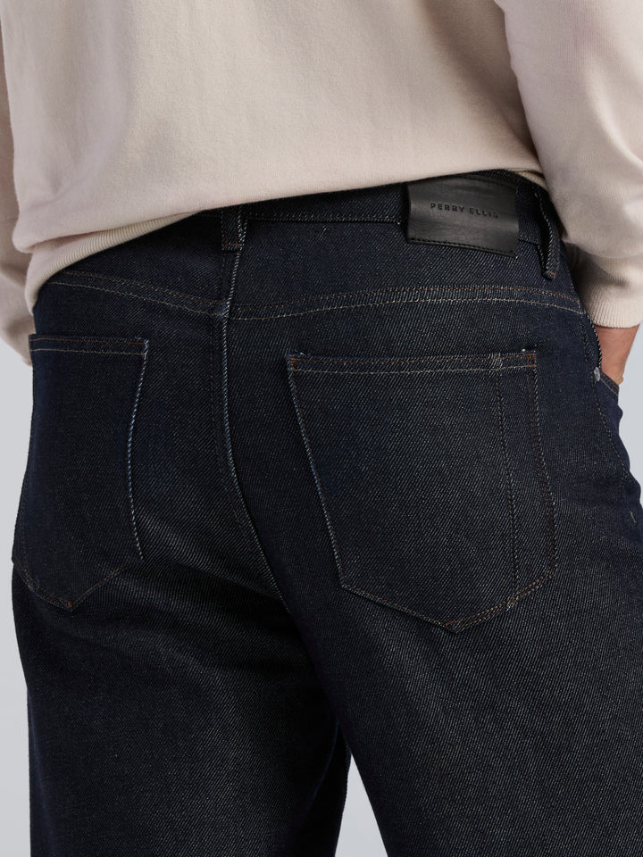 Straight Rigid Raw Cotton Denim 5-Pocket Pant (Dark Indigo) 