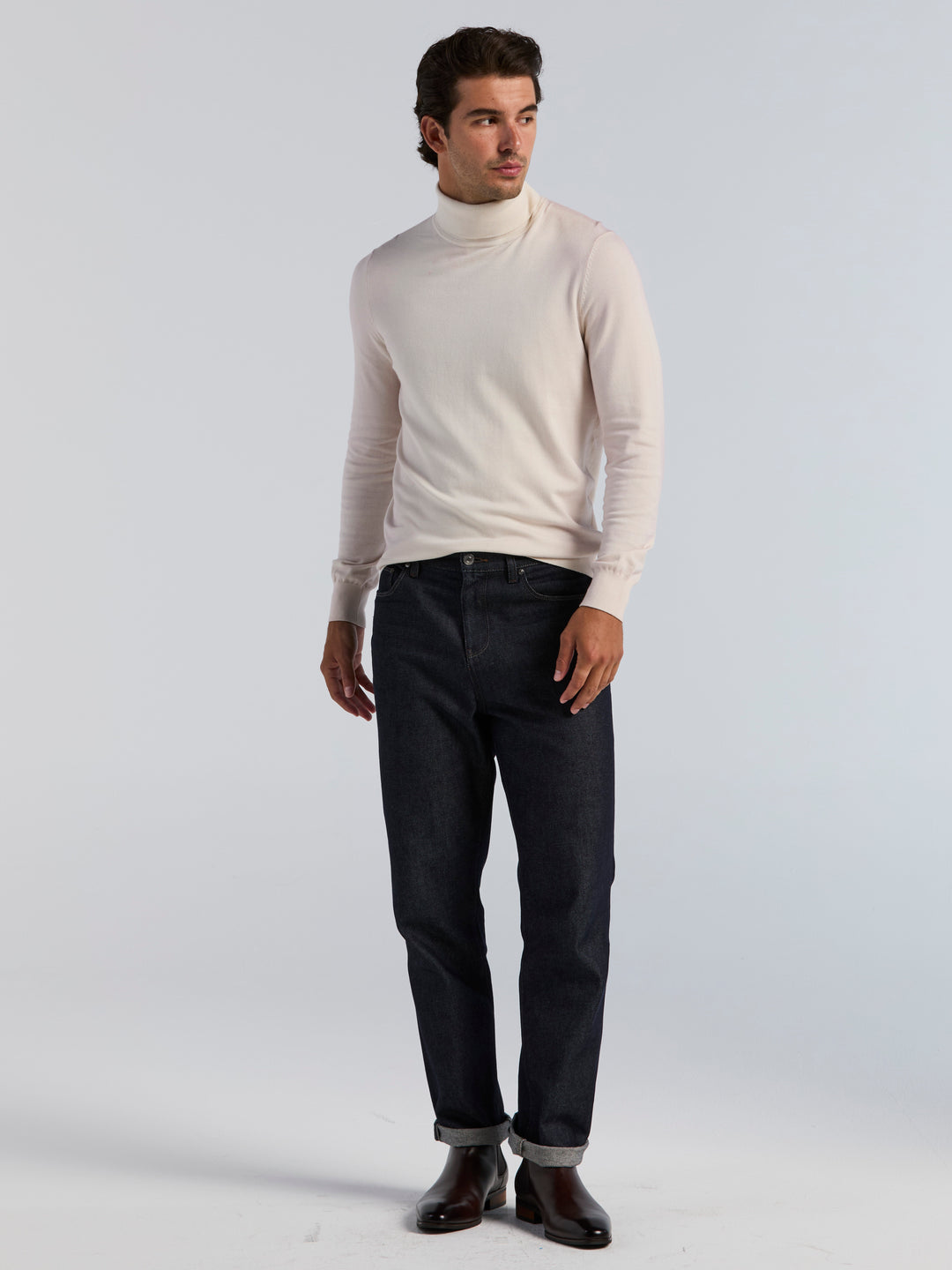 Straight Rigid Raw Cotton Denim 5-Pocket Pant (Dark Indigo) 