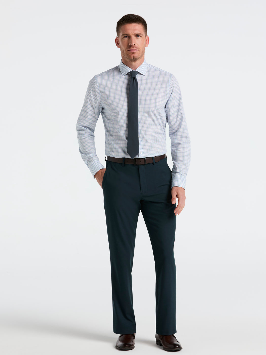 Stretch Checkered Shirt (Blue) 