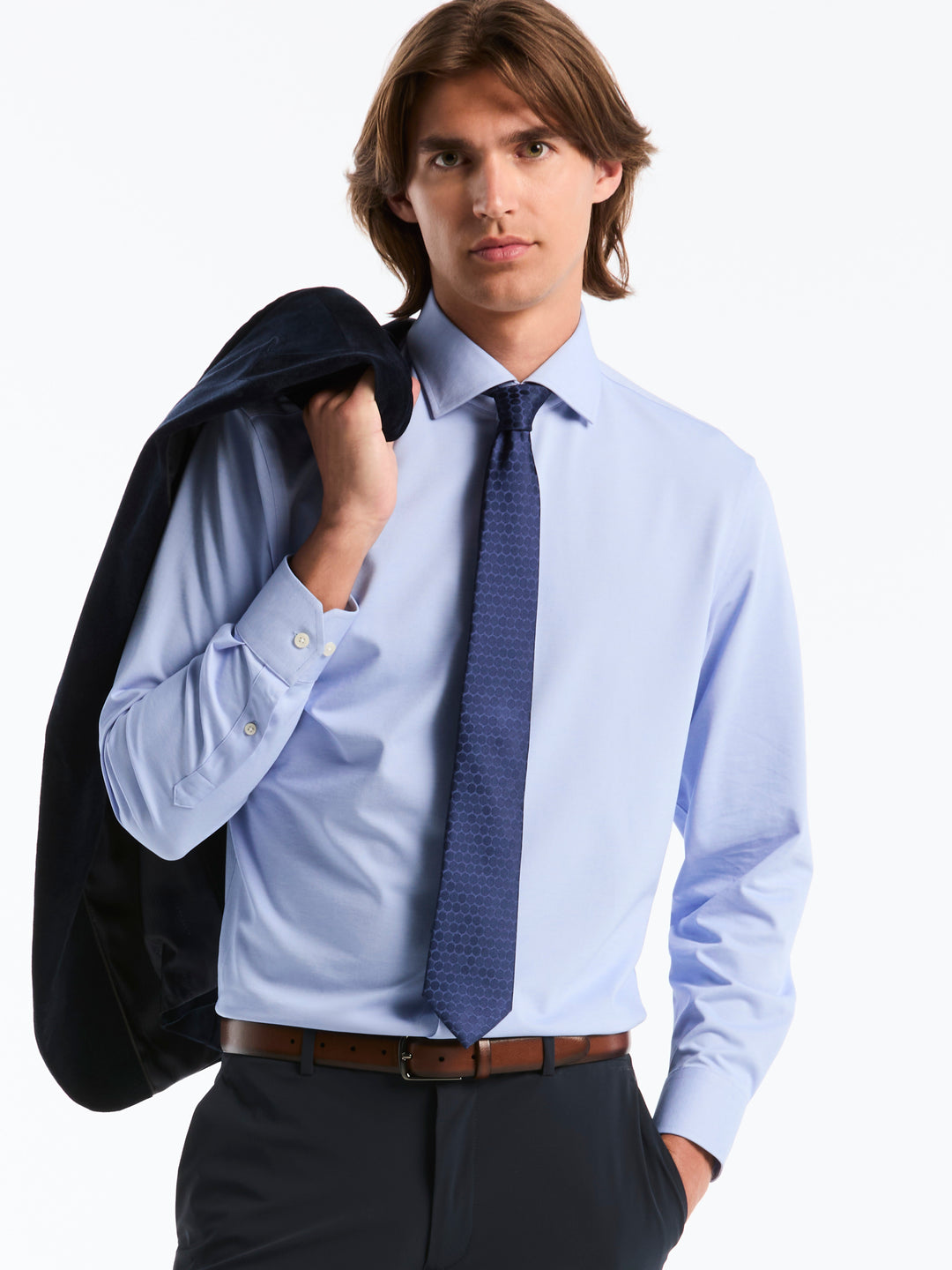 Stretch Knit Dress Shirt (Lt. Blue) 
