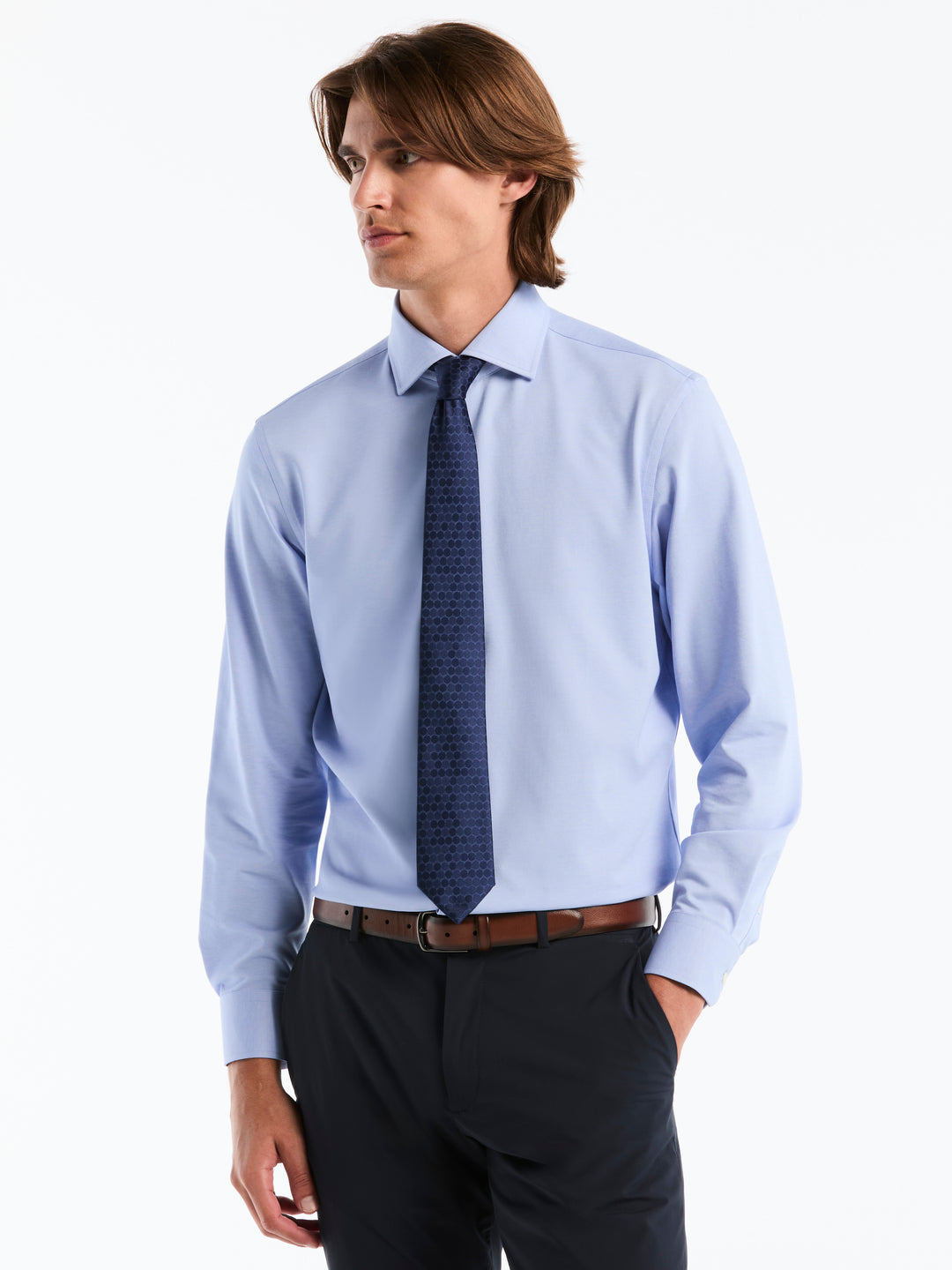 Stretch Knit Dress Shirt (Lt. Blue) 