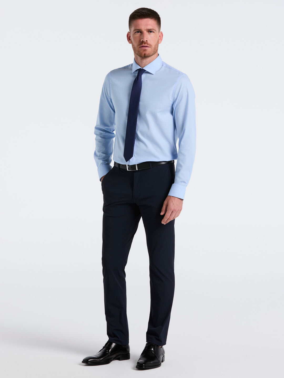 Stretch Micro Geo Print Shirt (Blue) 