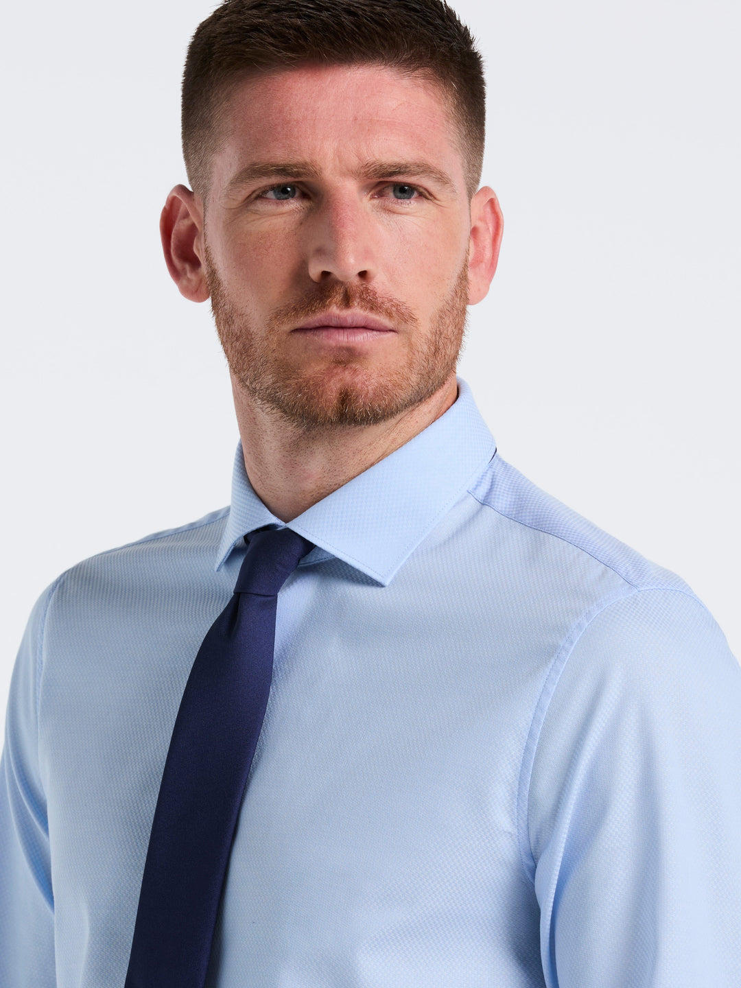 Stretch Micro Geo Print Shirt (Blue) 