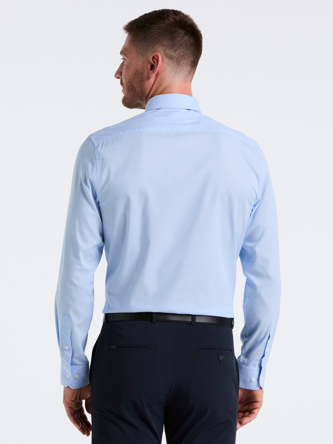 Stretch Micro Geo Print Shirt (Blue) 