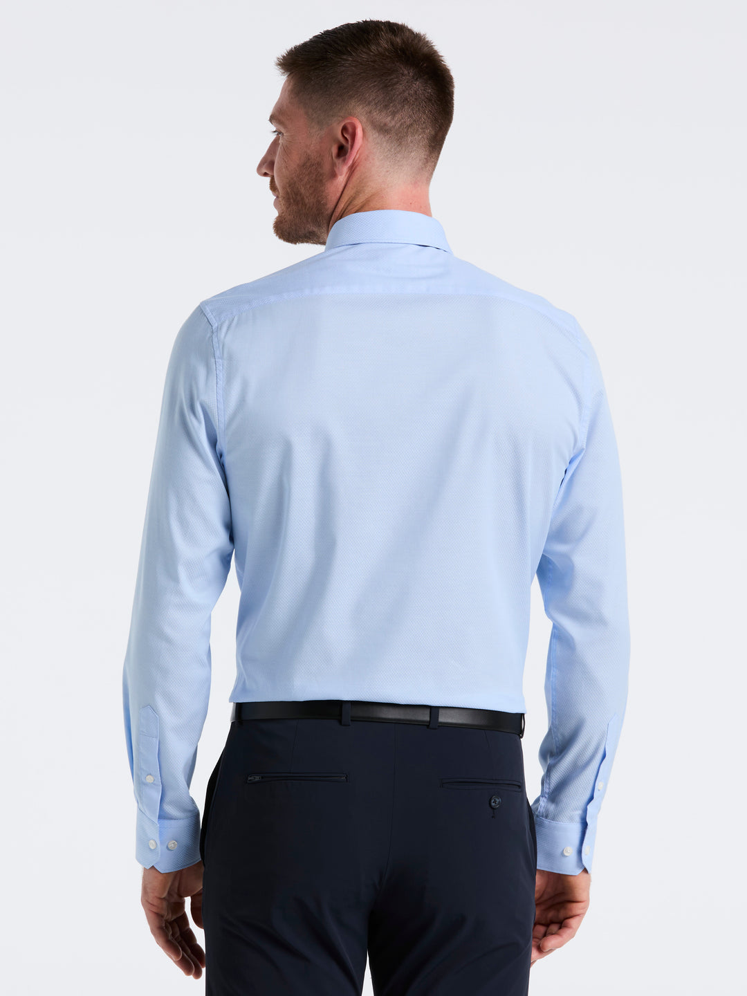 Stretch Micro Geo Print Shirt (Blue) 