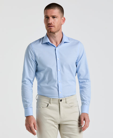 Stretch Micro Geo Print Shirt (Blue) 