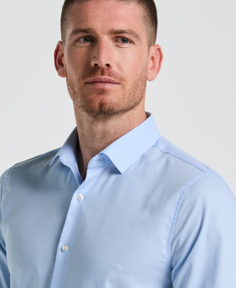 Stretch Micro Geo Print Shirt (Blue) 
