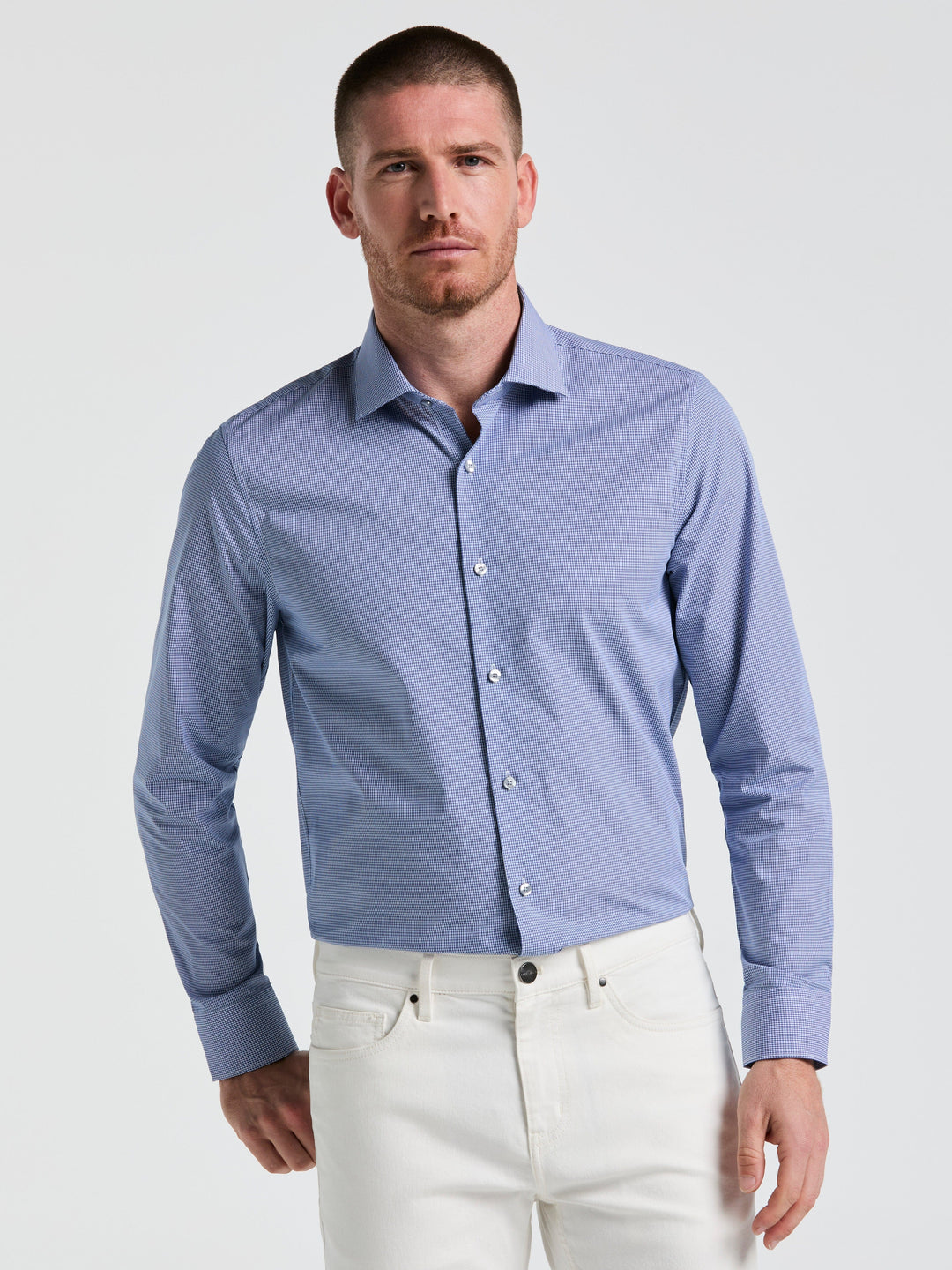Stretch Micro Gingham Shirt (Denim) 