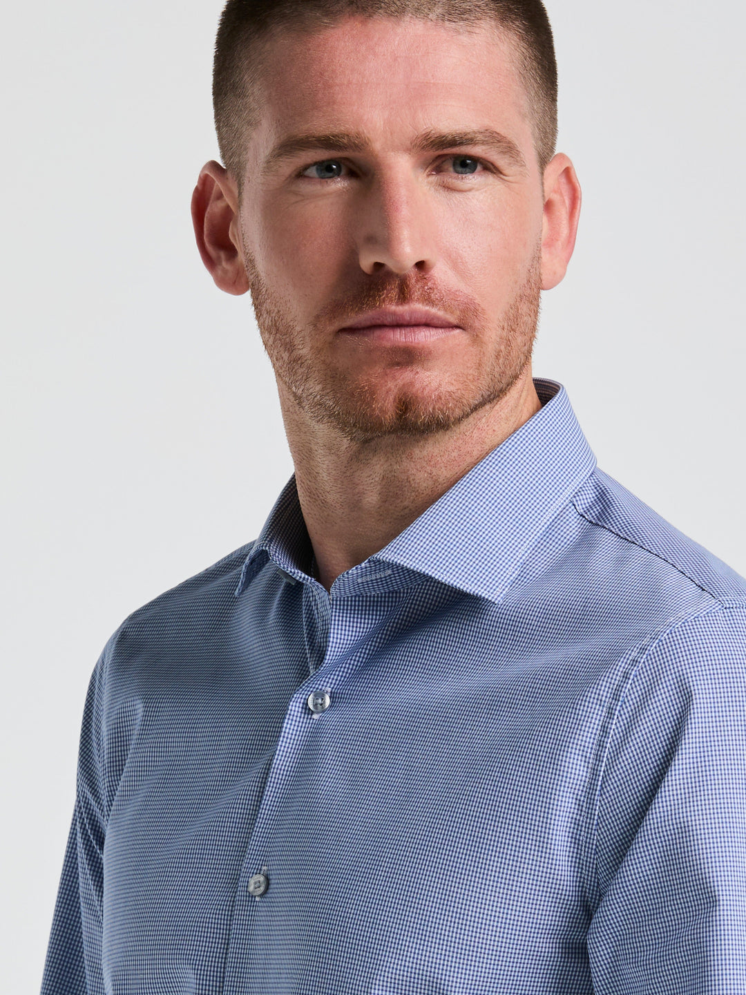 Stretch Micro Gingham Shirt (Denim) 