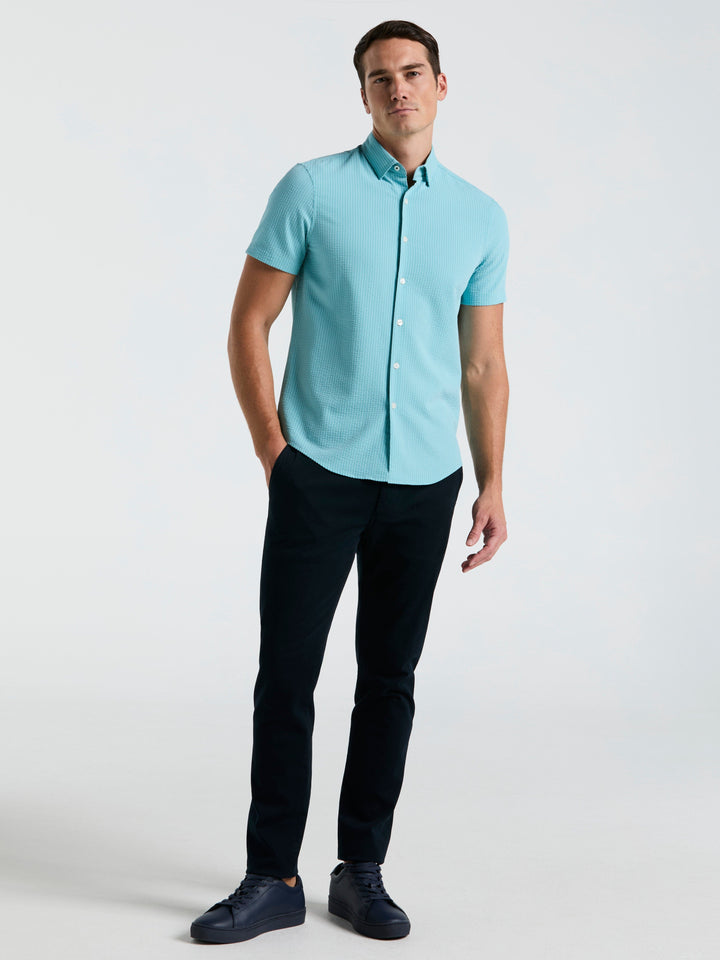 Solid Seersucker Slim Fit Shirt (Reef Waters) 