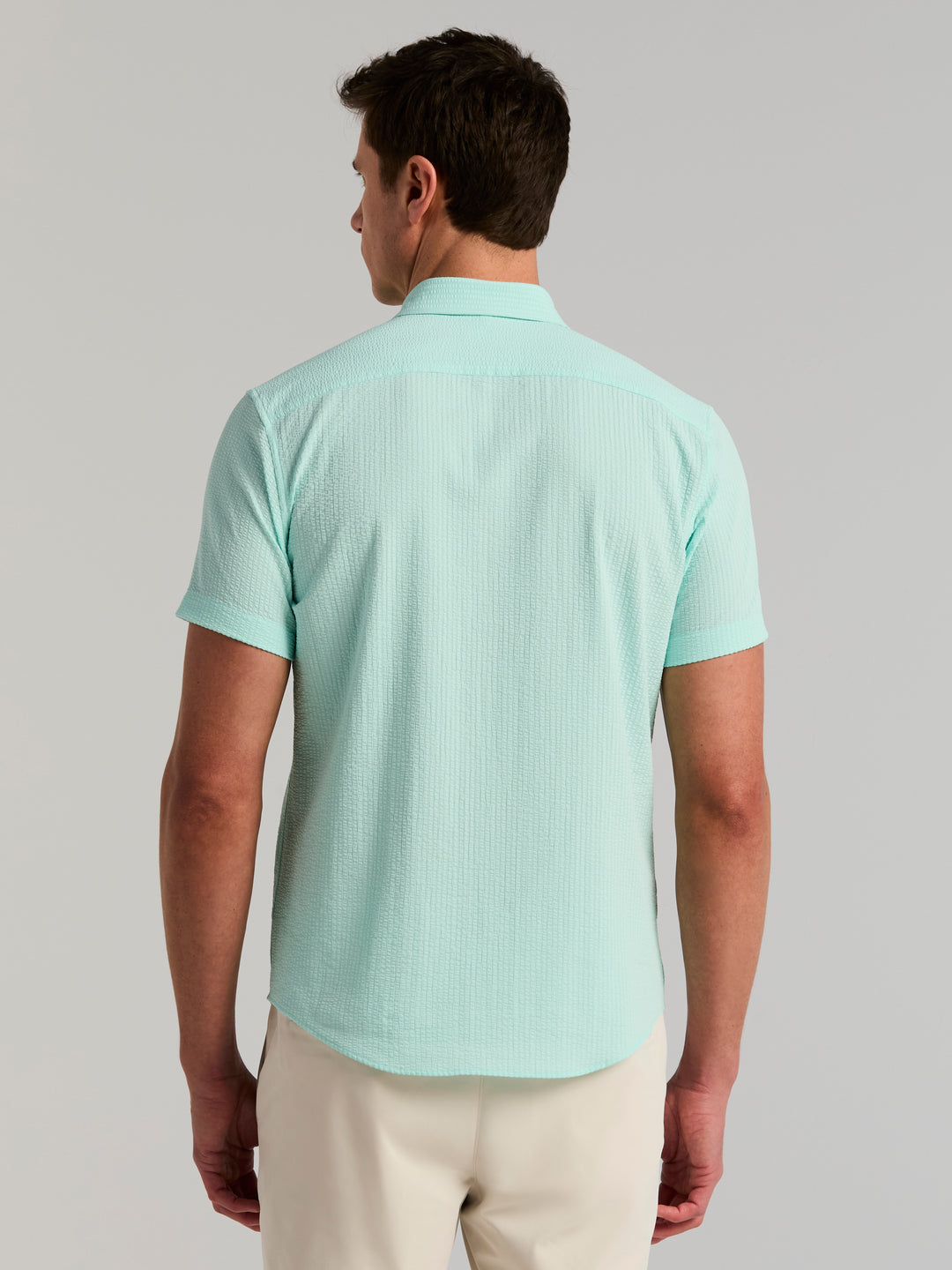 Solid Seersucker Slim Fit Shirt (Blue Tint) 