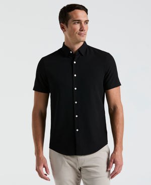 Solid Seersucker Slim Fit Shirt (Black) 