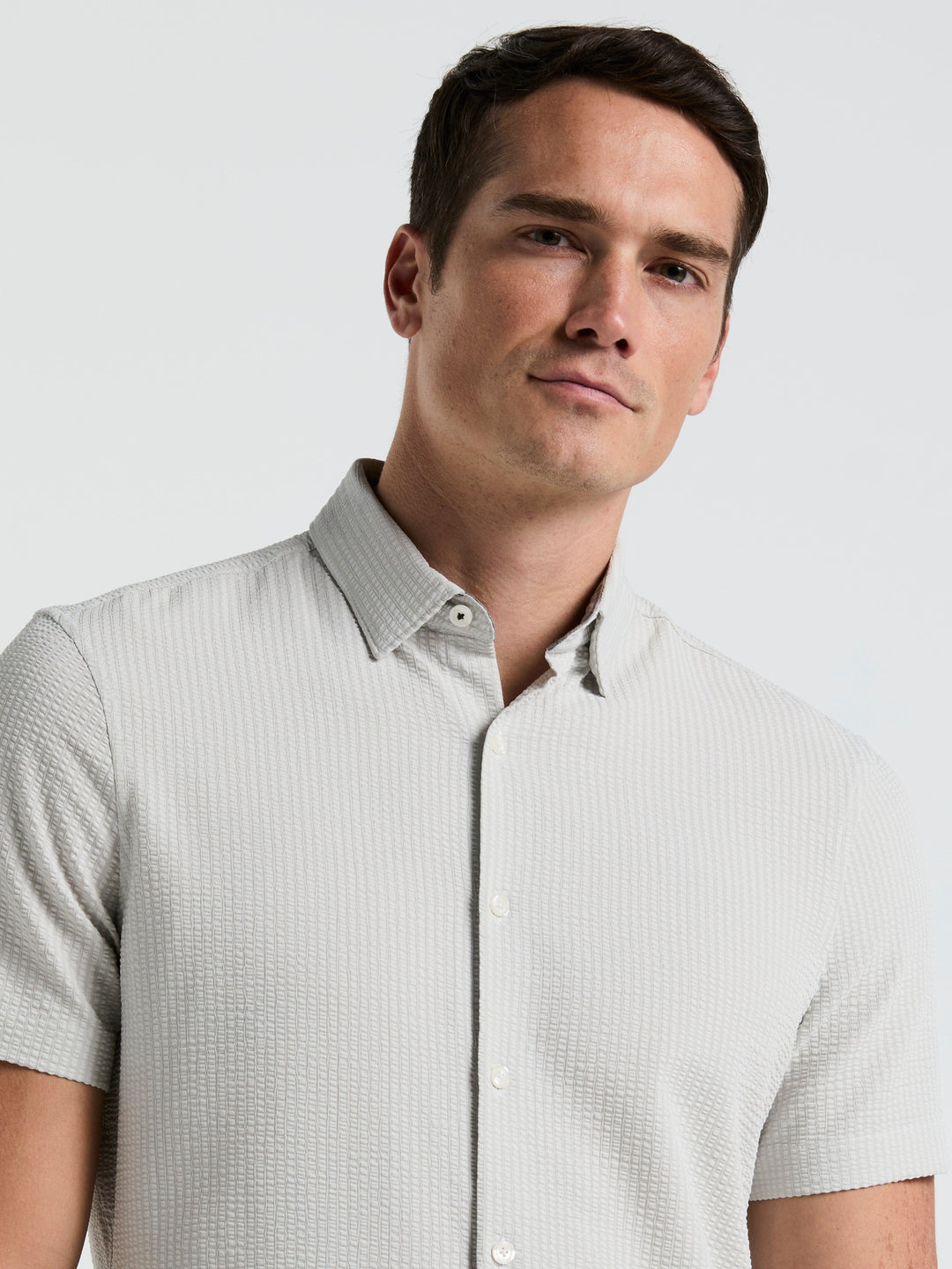 Solid Seersucker Slim Fit Shirt (Moonstruck) 