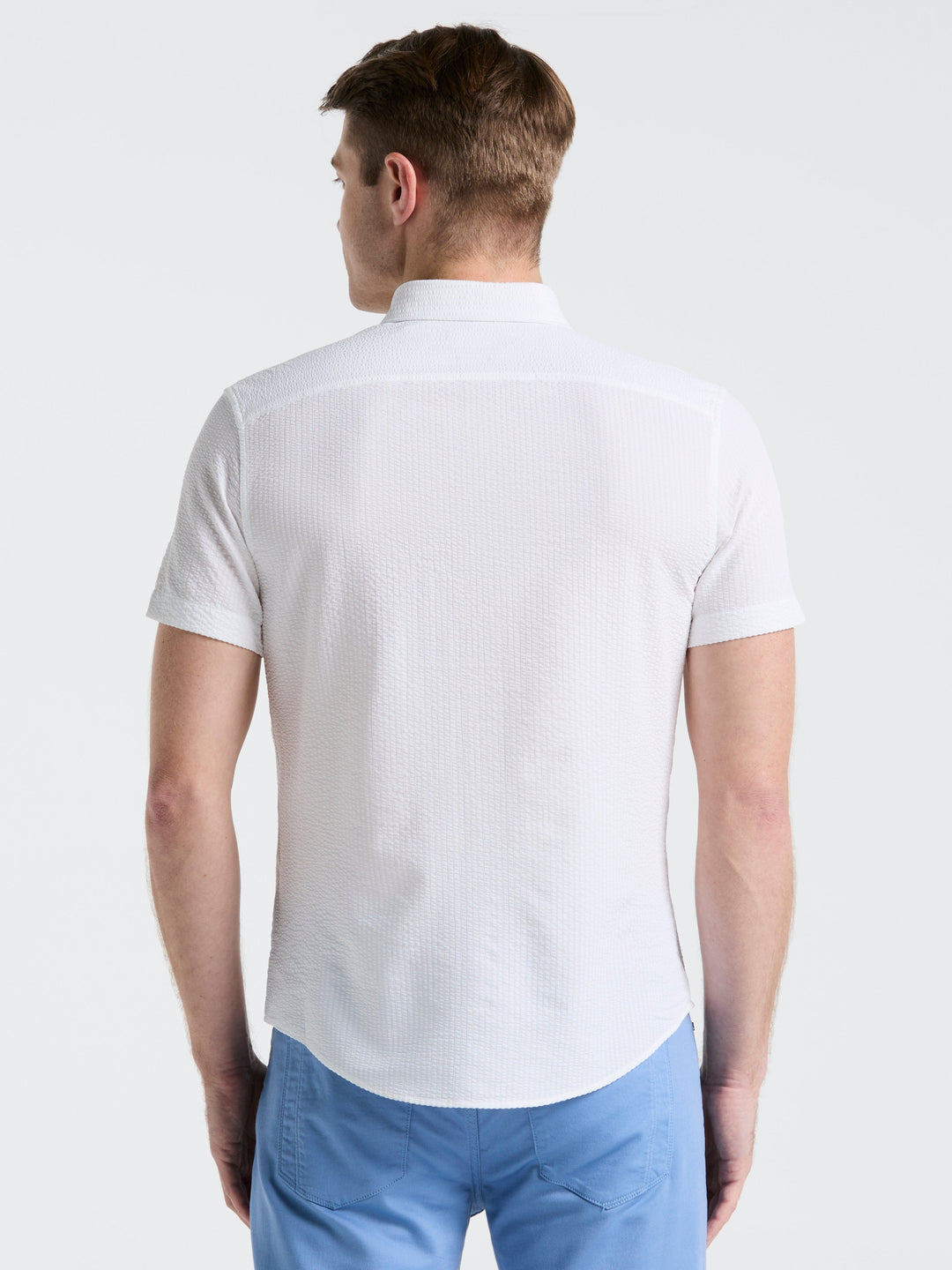Solid Seersucker Slim Fit Shirt (Bright White) 