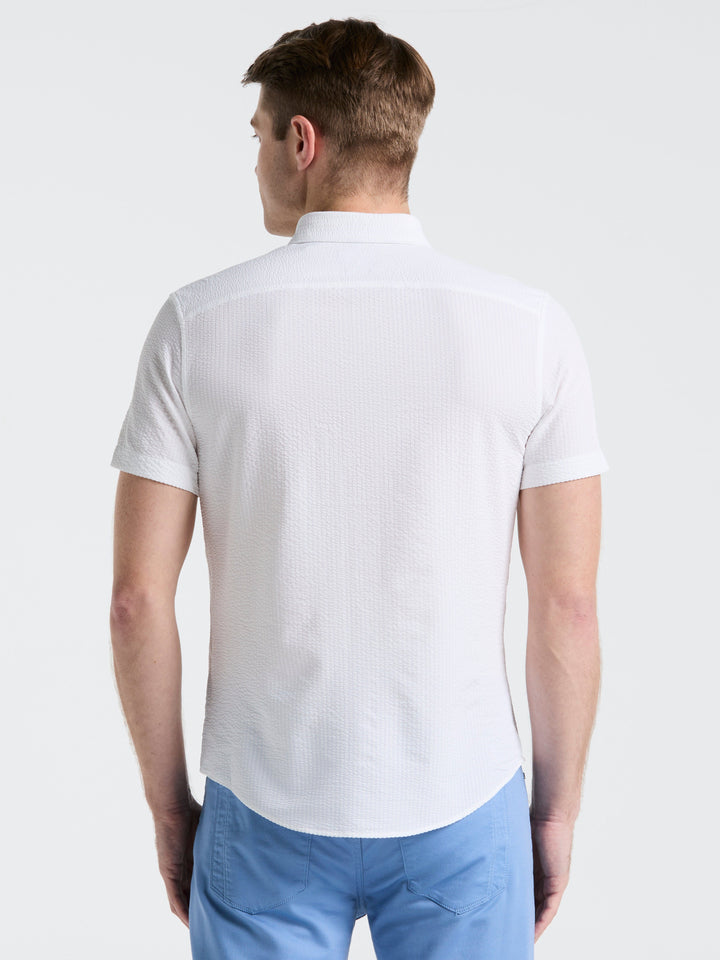 Solid Seersucker Slim Fit Shirt (Bright White) 