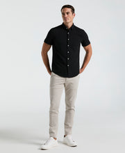 Solid Seersucker Slim Fit Shirt (Black) 