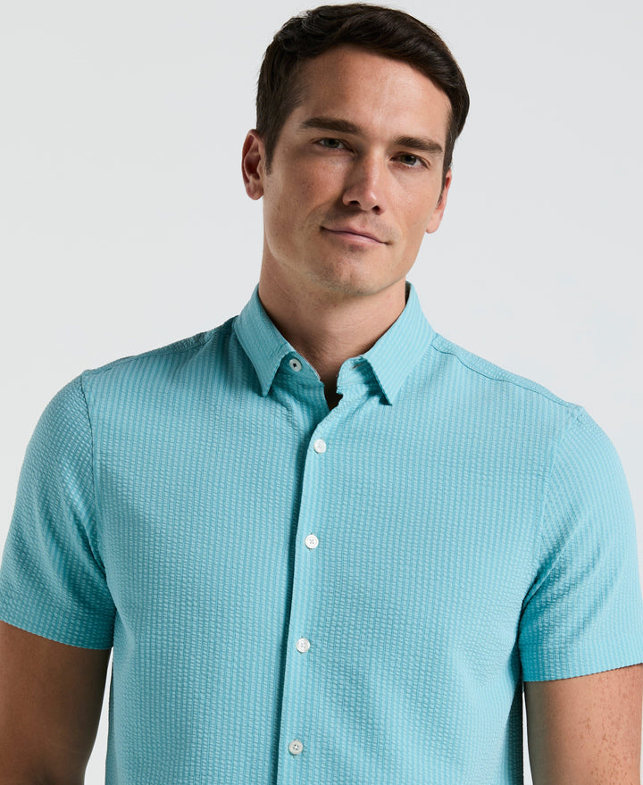 Solid Seersucker Slim Fit Shirt (Reef Waters) 