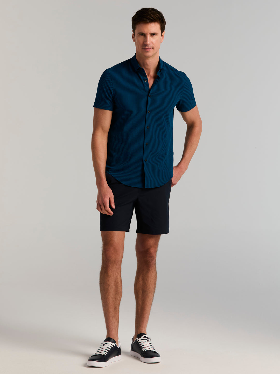 Solid Seersucker Slim Fit Shirt (Sailor Blue) 