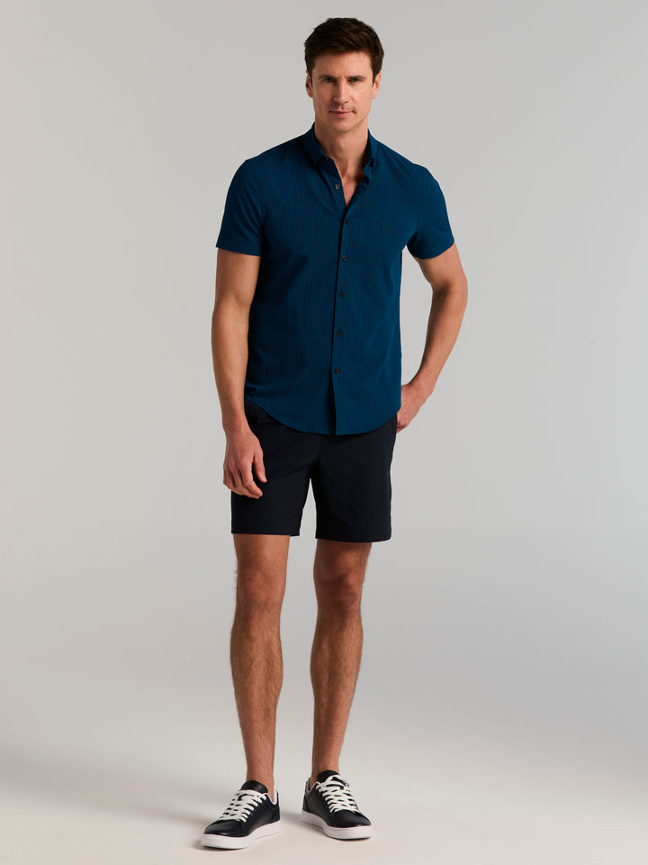 Solid Seersucker Slim Fit Shirt (Sailor Blue) 