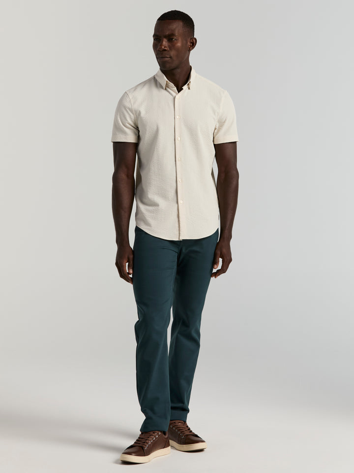 Solid Seersucker Slim Fit Shirt (Silver Birch) 