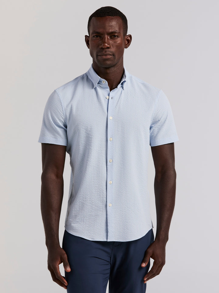 Solid Seersucker Slim Fit Shirt (Kentucky Blue)