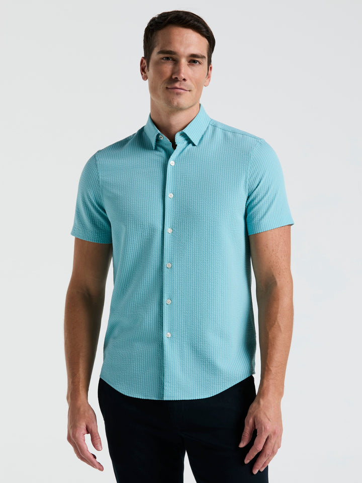 Solid Seersucker Slim Fit Shirt (Reef Waters) 