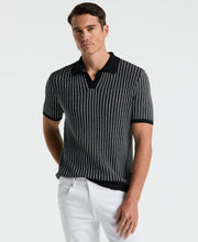 Striped Polo Sweater (Dark Sapphire) 