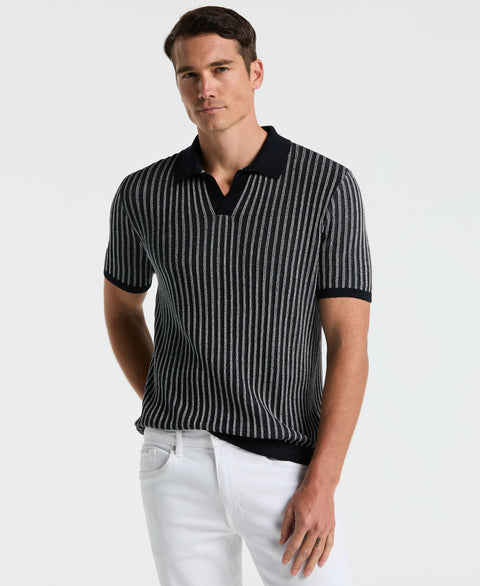 Striped Polo Sweater (Dark Sapphire) 