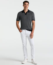 Striped Polo Sweater (Dark Sapphire)